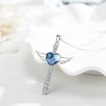thumbnail image 3 of Midir&Etain Women's Angel Wings Cross Necklace 925 Sterling Silver Blue Heart Crystal Guardian Angel Necklace Angel Pendant Amulet Jewelry Gift for Women, 3 of 7