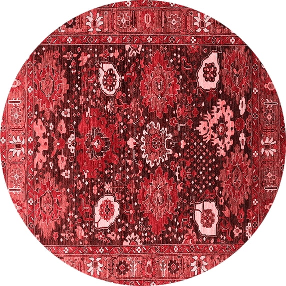 Ahgly Company Indoor Round Oriental Red Industrial Area Rugs, 3' Round
