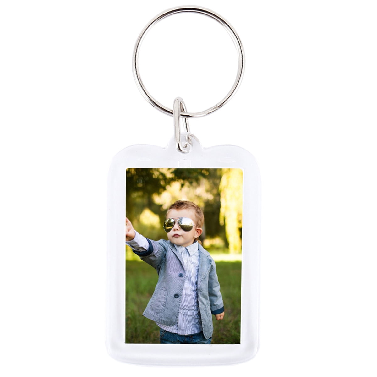Ikoopy 100pcs Blank Photo Keyrings Acrylic Blank Picture Insert Keychain Double Sided Clear Key Ring Photo Holder with Split Ring for Crafting Gifts for Family Friends