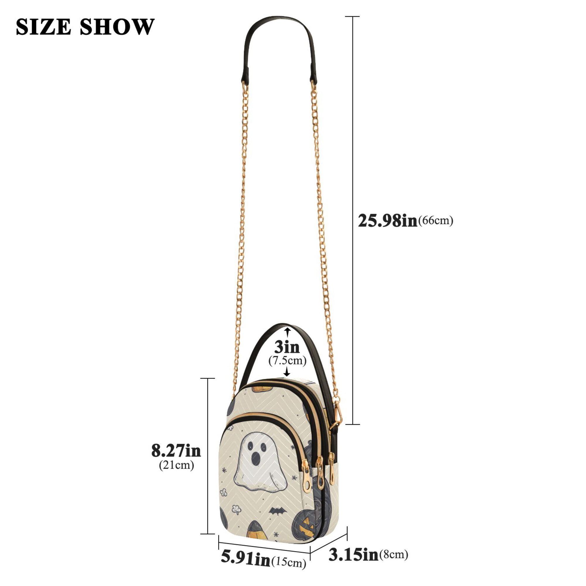 FORMRS Crossbody Bag for Women Quilted Travel Shoulder Cell Phone Purse with Chain Strap Handbag, Halloween Black Pumpkins