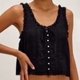thumbnail image 7 of XUNKUSGA Tank Tops for Women Summer Boho Lace Tie Front V Neck Going Out Tops Casual Loose Cotton Linen Button Down Sleeveless Y2k Tops for Beach,S, 7 of 7
