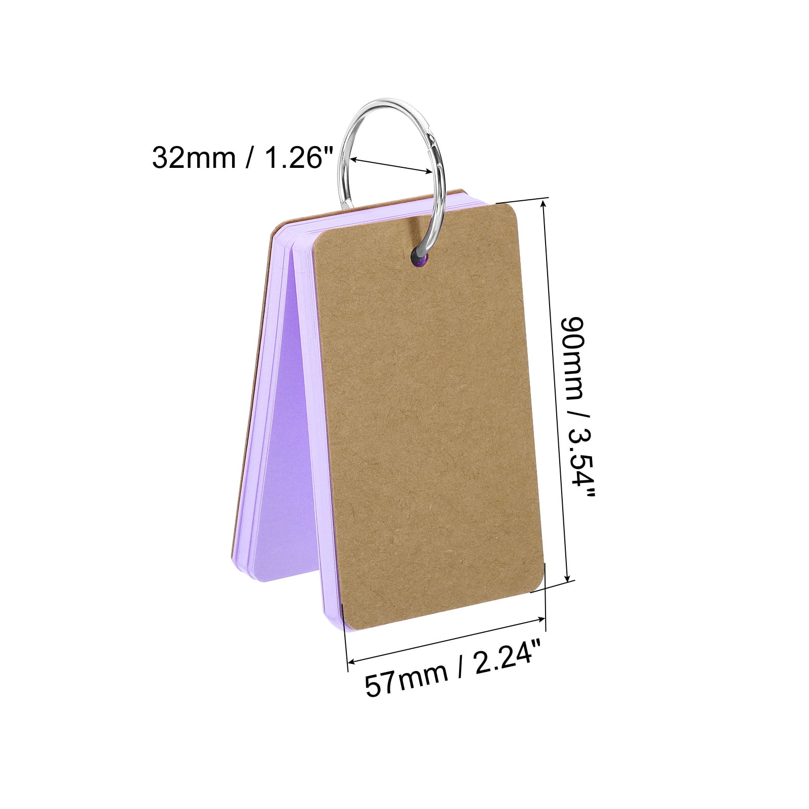 Uxcell 3.5" x 2" Blank Flash Cards with Rings Study Cards Index Cards Note Card Pre Hole Punched, Purple 500 Pack
