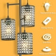 thumbnail image 6 of EE Eleven Master 3-Light Modern Black Tree Floor Lamp with Crystal Birdcage Shades, 6 of 7