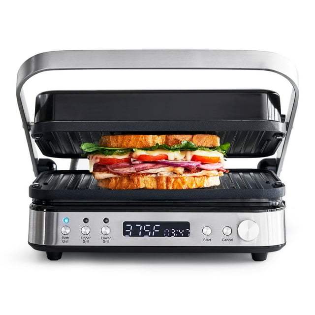Póngase en contacto con parrilla y plancha GreenPan Electric de acero inoxidable