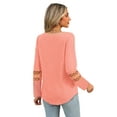 thumbnail image 6 of TEMOFON Long Sleeve Shirts for Womens Blouses Shirts Dressy Casual Loose Tops Sweatshirts Womens Clothes Lace Sleeve V Neck Lightweight Pullover Fall Tunic Tops T Shirts, 6 of 8