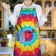 thumbnail image 6 of Rainbow Tie Dye Circular Pattern Apron-Garden Aprons for Women with Pockets-Cotton Linen Waterproof Kitchen Cooking Gardening Aprons Adjustable for Kitchen,Cooking,BBQ and Salon 33x27 Inch, 6 of 7