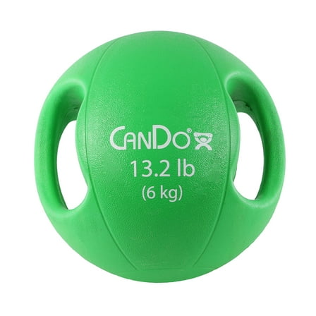 CanDo Molded Dual-Handle Medicine Ball for Strength Training, Core Workouts, Warmups, Cardio, and Plyometrics with Handles for Home and Clinic Use
