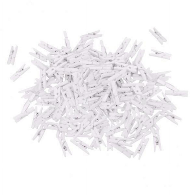 Luzkey 5x100 Pieces White Mini Wooden Clothes Photo Paper Peg Clothespin Craft Clips