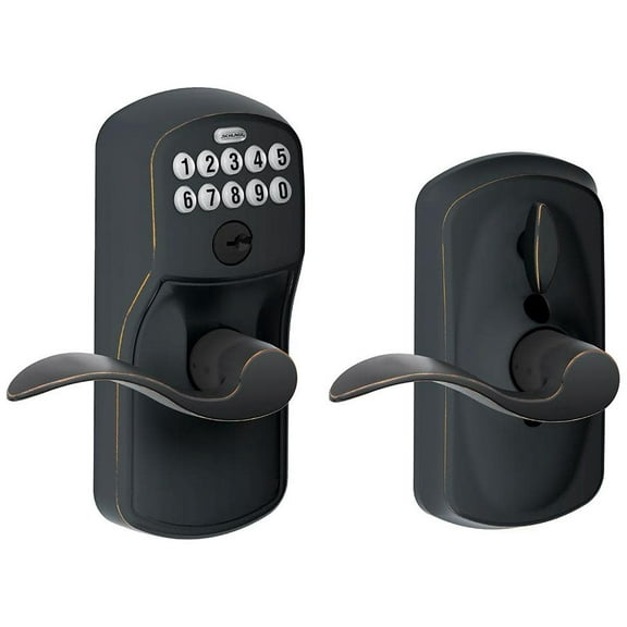 Schlage FE595 PLY 716 Acc Plymouth Keypad Entry with Flex-Lock and Accent Style Levers, Aged Bronze,12 Inch