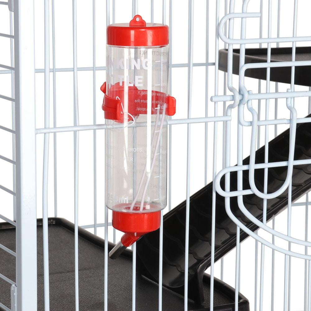 Alden Design Large 6 Level Rolling Pet Cage with 3 Doors, Pet Bowl, and Water Bottle for Small Animals, White