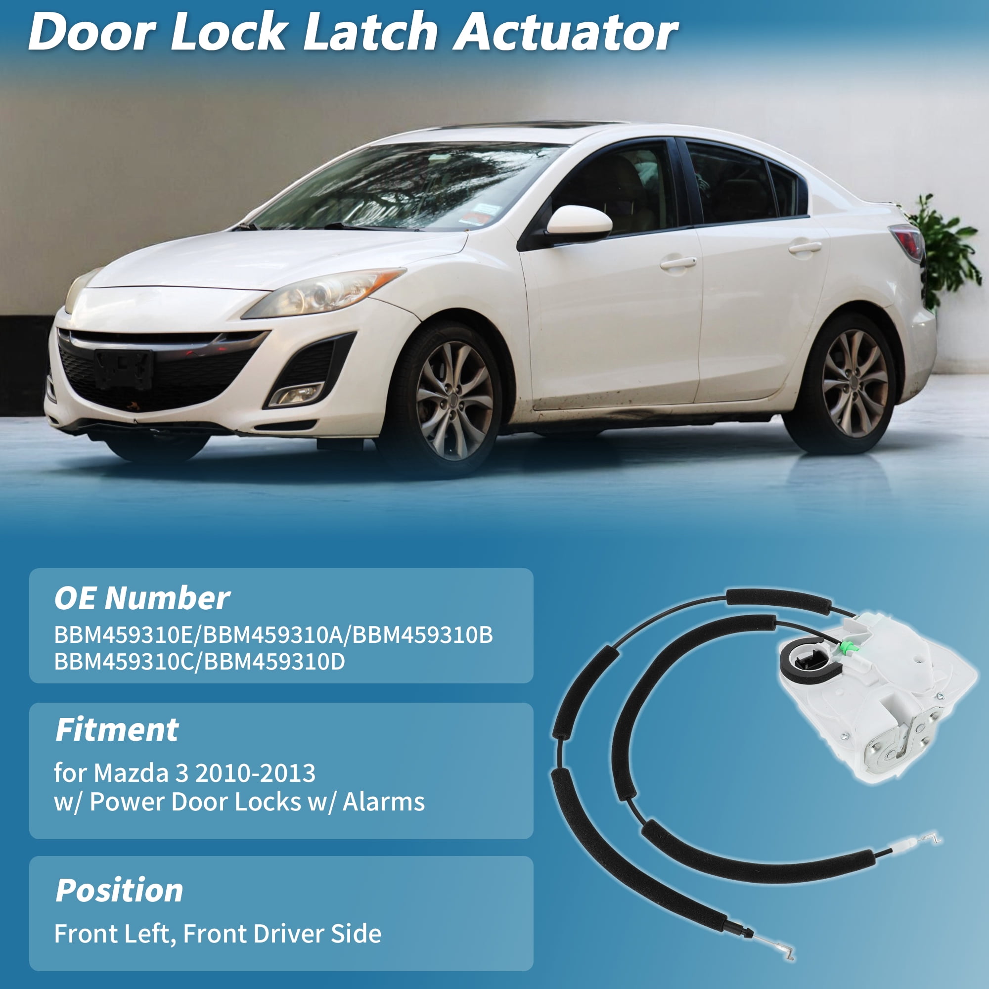 Unique Bargains Front Left Door Lock Latch Actuator Assembly for Mazda 3 2010-2013