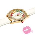 thumbnail image 2 of Betsey Johnson Women's Watch - Vegan Leather Strap Crystal Studded Wristwatch, Quartz Movement: BJW052, Size One Size, Yellow/White, 2 of 5