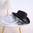 thumbnail image 3 of Cathery Adult Glitter White Black Cowboy Hats Western Rhinestone Cowgirl Hat for Women Girl Adjustable Wide Brim Fedora Hat, 3 of 8