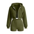 thumbnail image 3 of WAGUTH 2 Piece Sets for Women Cropped Full-Zip Drawstring Hooded Jacket & Elastic High Waist Shorts with Pockets Casual Loungewear Tracksuit, 3 of 6
