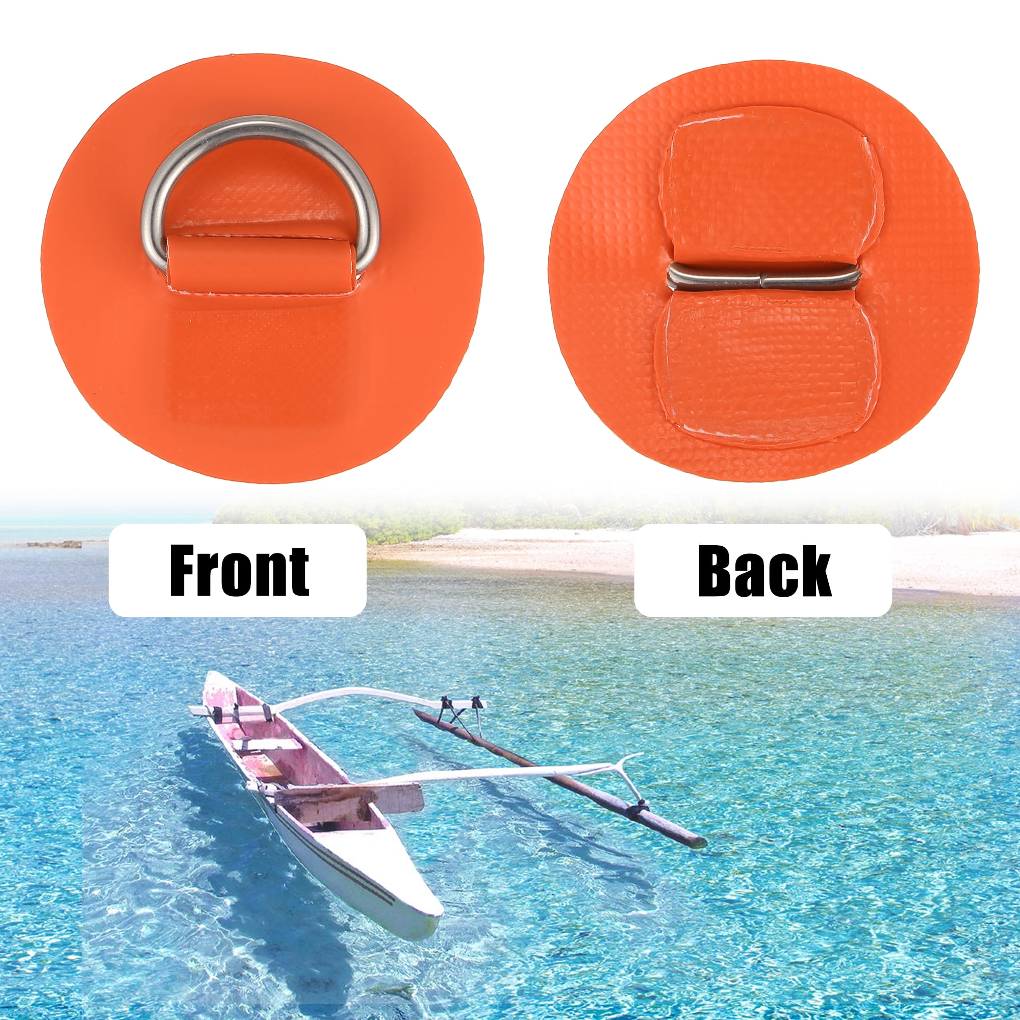 Unique Bargains 6pcs 2.4in D Ring Patch Round Pad for Inflatable Boat Orange
