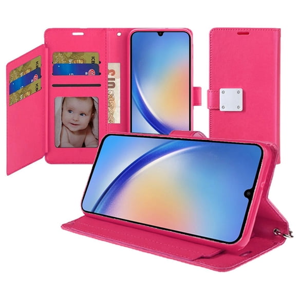 Extra Series Essential Leather Wallet Stand Case for Samsung Galaxy S24 Plus - Pink
