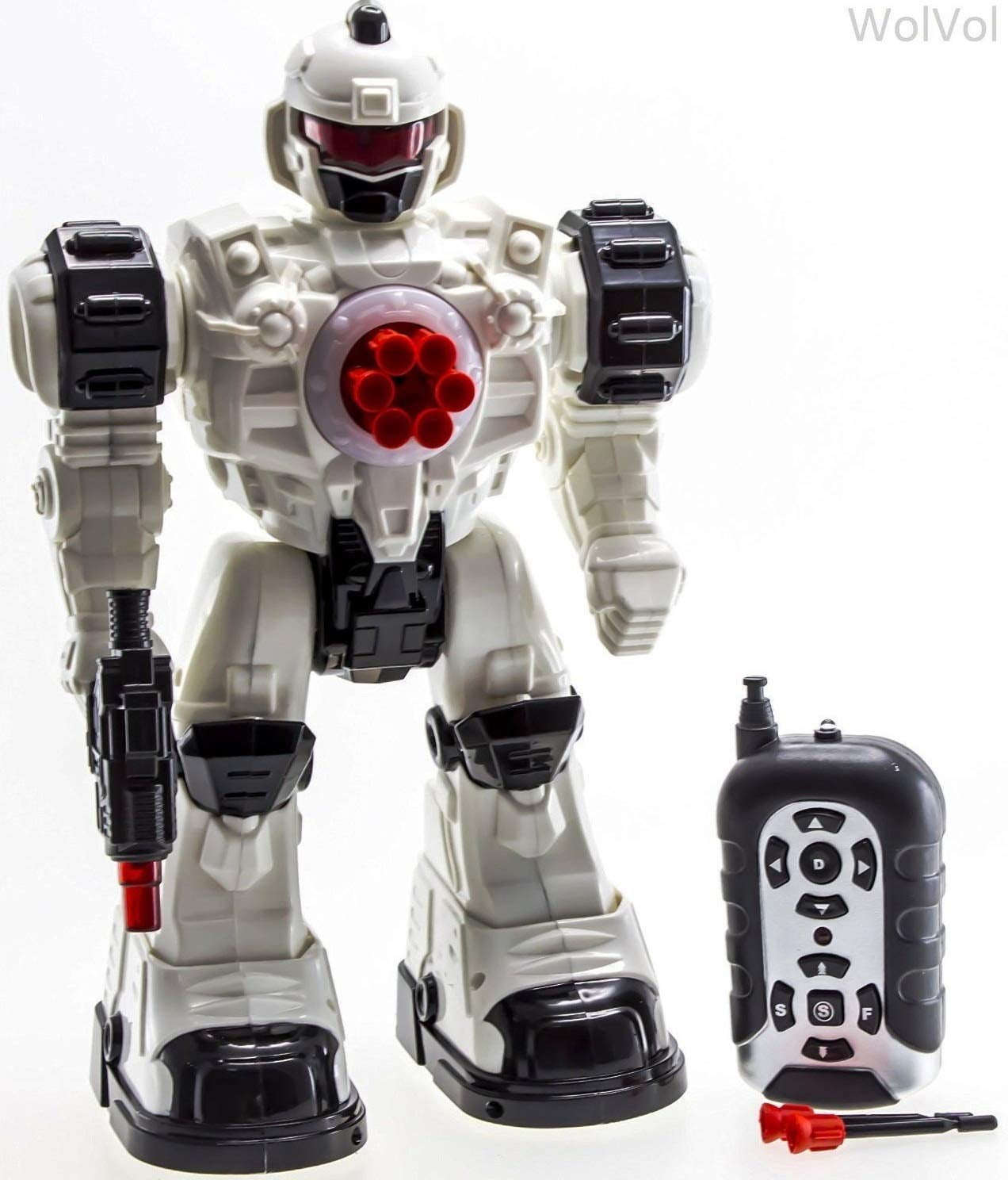 WolVol 10 Channel Remote Control Robot Police Toy With Flashing Lights and Sounds