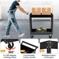 thumbnail image 4 of Garvee 2 Tier Rolling Tools Trolley, Tools Cart on Wheels, 330 Lbs Industrial Utility Cart with Pegboard, Tools Storage Cart for Mechanic, Garage, Warehouse, Workshop, Black, 4 of 7