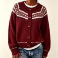 thumbnail image 3 of Rrxhxhs Cardigan Sweaters for Women Crew Neck Fair‑Isle Jacquard Toggle Closure Long Sleeve Retro Nordic Knit Cover Up, 3 of 6
