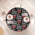 thumbnail image 4 of Ambesonne Emoji Fitted Round Tablecloth, Not Today Cupid Evil Face, 45"- 56" Diameter, Scarlet Black and White, 4 of 5