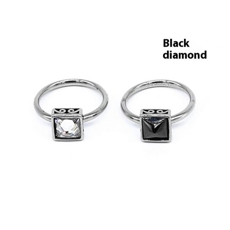 Unisex Titanium Steel Ring Geometric Design Diamond Accent Retro Personalized Finger Ring Durable Gift Diamond