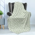 thumbnail image 4 of Green Soft Flannel Fleece Throw Blanket, Maze Shaped Squares Rectangulars Geometrical Lines Modern Image Print, Cozy Plush for Indoor and Outdoor Use, 60" x 80", Pistachio Green White, by Ambesonne, 4 of 5
