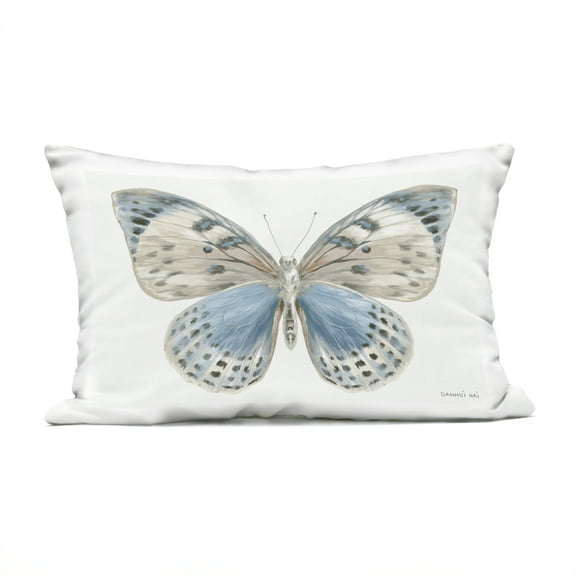 Stupell Industries Blue & White Butterfly Outdoor Printed Pillow design by Danhui Nai, 14 x 7 x 20
