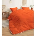 thumbnail image 4 of DNG Creations 1 Piece White Pom Pom Duvet Cover with Zipper Closure, 100% Egyptian Cotton, 800 Thread Cotton ( Full/Queen - Solid Orange ), 4 of 5