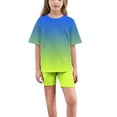 thumbnail image 5 of CHEEREAM Kids Summer Outfits for Girls Solid Crewneck Top T-Shirt and Biker Shorts Set 2 Piece Tracksuit Size 5-15Years, 5 of 8