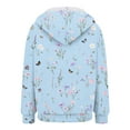 thumbnail image 7 of GEWSEY Womens Oversized Hoodies Zip Up Fleece Floral Sweatshirt Casual Fall Long Sleeve Drawstring Hooded with Pockets (Light Blue, S), 7 of 7
