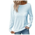 thumbnail image 2 of Itsame Blouses for Women, Long Sleeve Solid Color Plus Size Daily Casual Basic Tops Light Blue L, 2 of 6