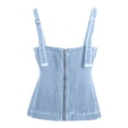 thumbnail image 3 of Daznico Womens Denim Corset Tank Top Square Neck Wide Strap Sleeveless Casual Summer Everyday Blouse,S, 3 of 5