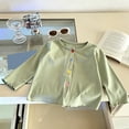 thumbnail image 5 of Edvintorg Girls Ribbed Knit Sweater Crew Neck Long Sleeve Button Up Cardigan Casual Uniform Sweaters for Kids Girls 0-9T, 5 of 9