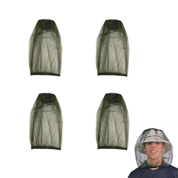 thovorrnl 4pcs Mosquito Head Net Mesh Hat Face Netting Lightweight Protective Cover for Outdoor