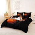 thumbnail image 2 of Castle Fairy Cartoon Orange Basketball Hoop Duvet Cover Queen, Sports Court Print Queen Bedding, Black Orange,Black Reversible,3-Piece,1 Duvet Cover and 2 Pillowcases, 2 of 6