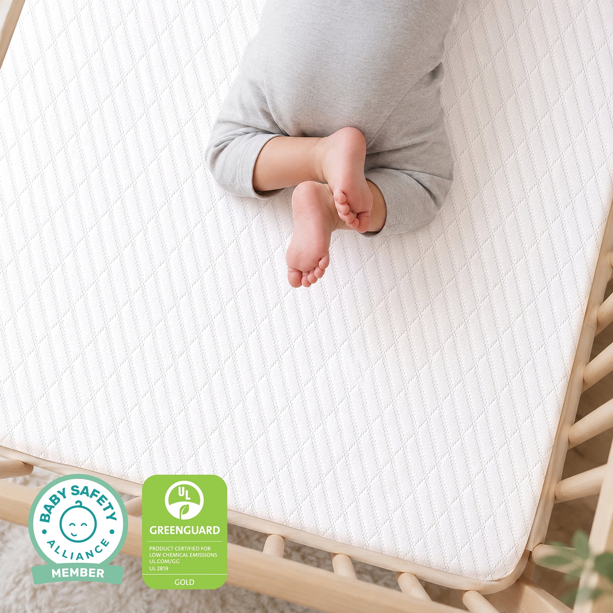 Dream On Me Baby Swan 5" Premium Full-Size Crib & Toddler Mattress, GREENGUARD Gold & BSA Certified, Water-Resistant, Machine Washable Cover