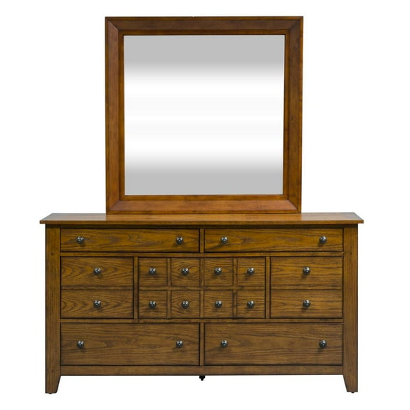 Liberty Furniture Industies, INC Grandpas Cabin Dresser & Mirror in Aged Oak