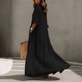 thumbnail image 4 of Dvprdro Womens Casual Flowy V Neck 3/4 Sleeve Ruffle Hem Maxi Dress Button Front Solid A Line Beach Vacation Long Dress, 4 of 10