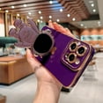 thumbnail image 5 of Compatible with iPhone 14 PRO MAX 5g 6D Plating Cute Astronaut Hidden Stand Holder Phone Case with Gold Side Heart Pattern Camera Protection for Women Shockproof Kickstand Bumper (Purple), 5 of 6