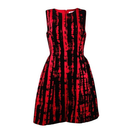 Calvin Klein Women's Sleeveless Velvet Print Fit & Flare Dress