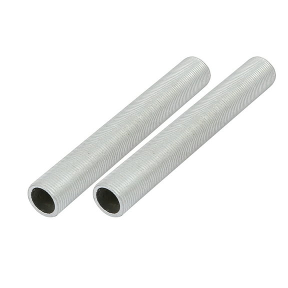 Unique Bargains 2Pcs M14 Full Threaded Lamp Nipple Pass-Through Pipe Connector 100mm Length