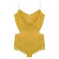 thumbnail image 3 of Alvivi Women's Rhinestone Latin Dance Dress Fringe Leotard Tassel Salsa Waltz Tango Samba Dress Yellow XXL, 3 of 5