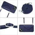 thumbnail image 4 of Envelope Design for iPhone 14 Case RFID Blocking Wallet Card Holder Leather PU Flip Cover Folio Lanyard Crossbody Strap Women Girl Magnetic Clasp Kickstand For iPhone 14, Blue, 4 of 10