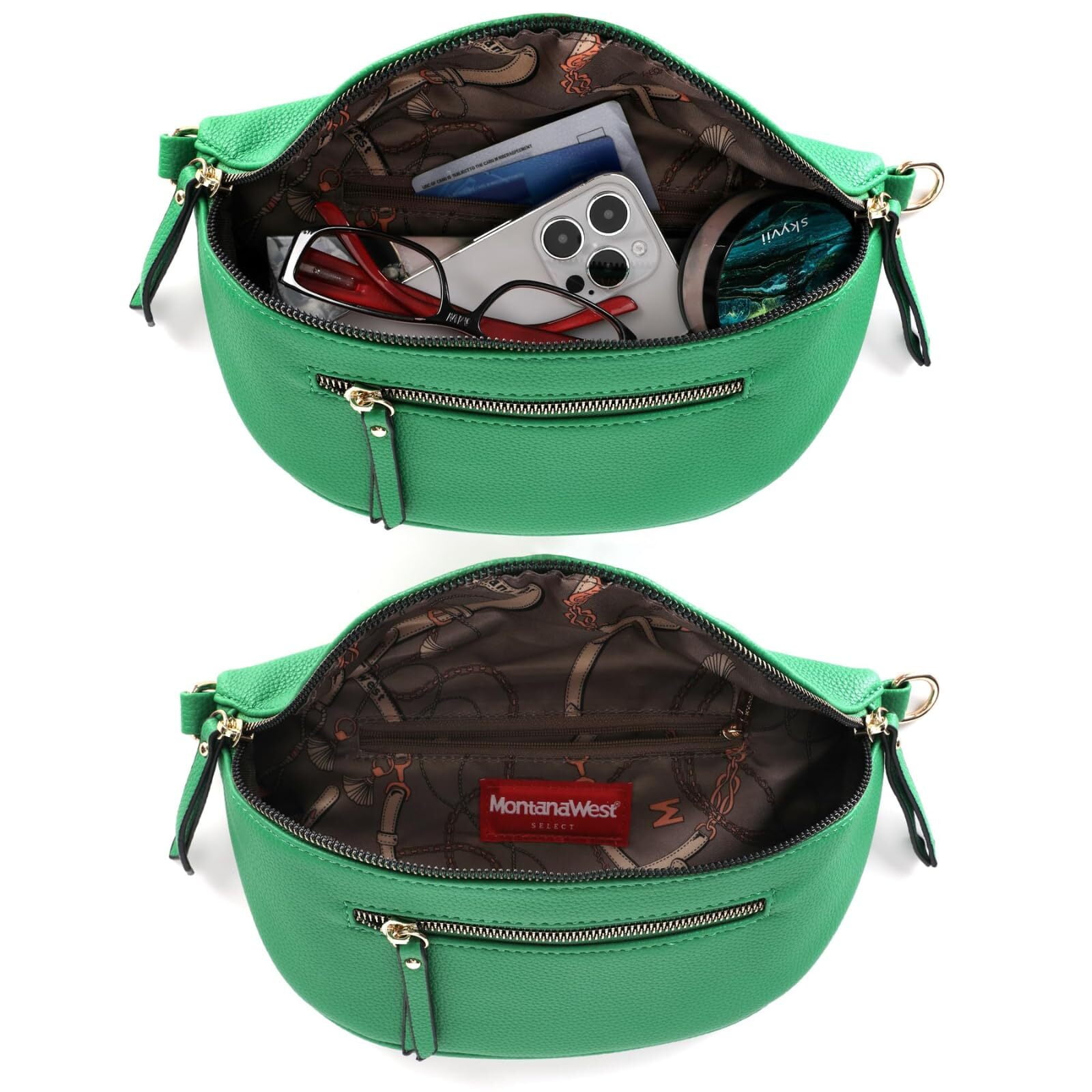 Montana West Crossbody Bags for Women Bum Bag Sling Purse with Adjustable Strap, Green