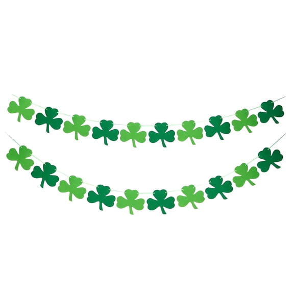 AUQ 10Pcs Leaf Garland Banner St Patrick's Day Decorations Irish Green Hanging Flags Party Supplies