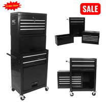 Tcbosik Rolling Tool Chest, Lockable Tool Box Organizer with Detachable Top and 6 Drawers, Tool Storage Cabinet for Garage Workshop, Black