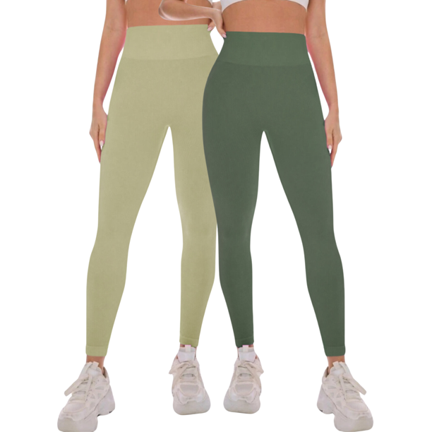 Set De 2 Leggings Casual o Deportivos Acampanados De Cintura Alta De Mujer En Color Sólido UNITALLA