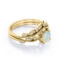 thumbnail image 3 of JeenMata Anillo de Novia de Banda Curva con Ópalo de Roca y Moissanita de Forma Redonda de 1 Quilate en Forma de V - Chapado en Oro Amarillo de 18 K sobre Plata, 3 of 6