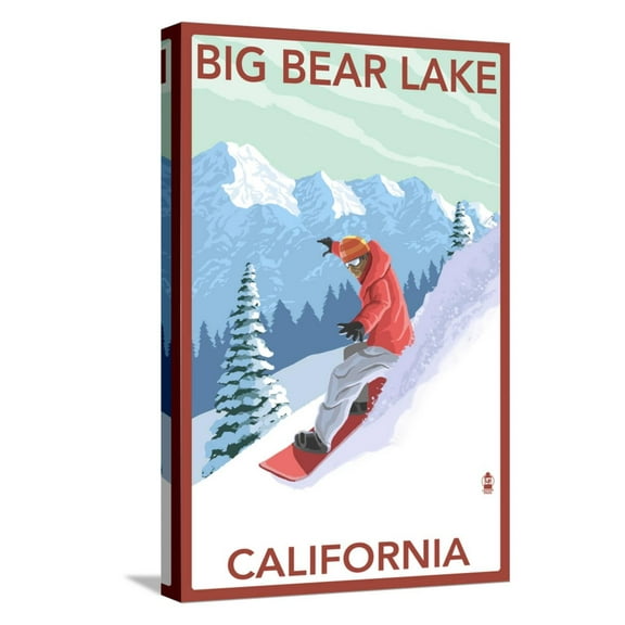 Art.com Big Bear Lake - California - Snowboarder Stretched Canvas Print Wall Art by Lantern Press, 12" x 18"