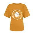 thumbnail image 4 of Sakmal Womens Tops Plus Size Yellow Short Sleeve Crew Neck Floral T-Shirts Ladies Shirts, 4 of 6